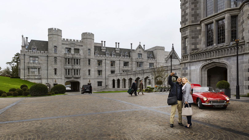 Arriving & taking photos outside Adare Manor Limerick
