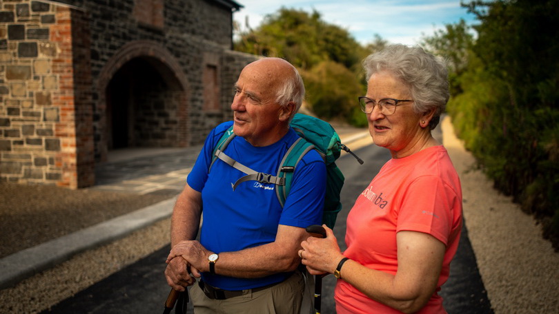 Gerry and Mary Liston walking The Limerick Greenway at Barnagh Station House. Photograph: Sean Curtin True Media.