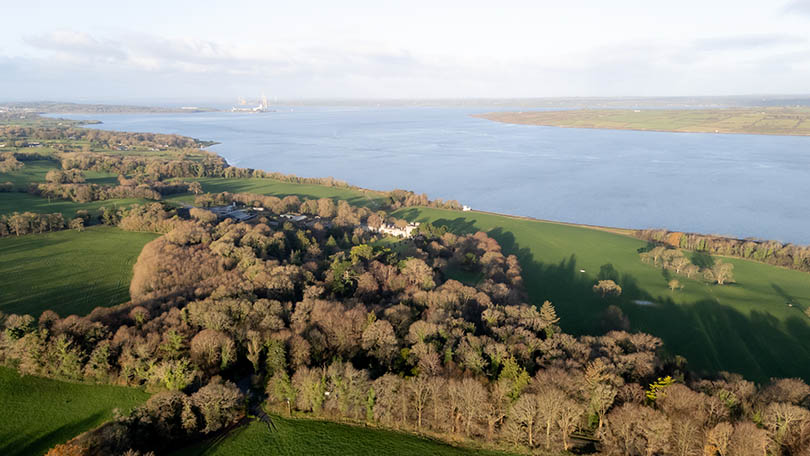 Beautiful green landscape with the River Shannon Estuary in the background from the Knights Walk, Glin, Co. Limerick