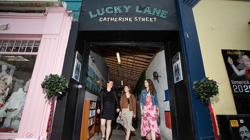Students shopping in Limerick City at Lucky Lane