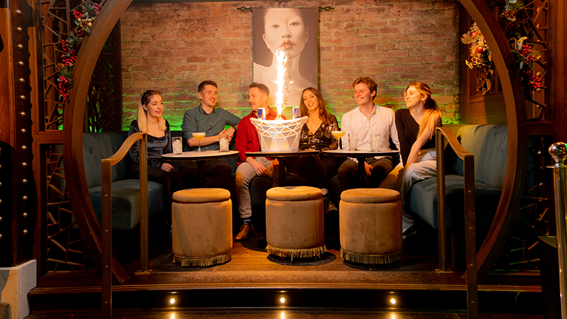 Group of friends enjoying night out in Limerick City