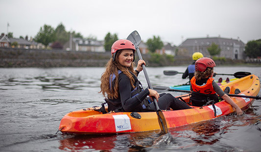Family Kayaking on the River Shannon in Limerick