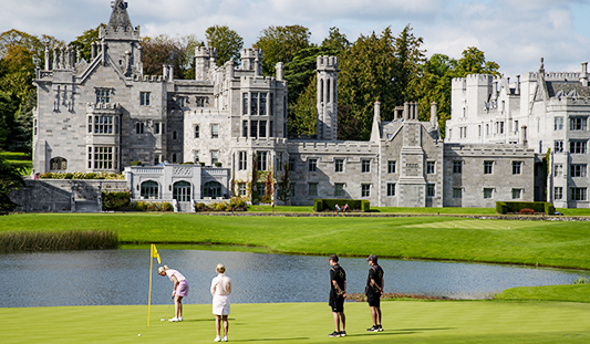 Golfers teeing off on the golf course at Adare Manor, Limerick. Photo: Ireland's Content Pool