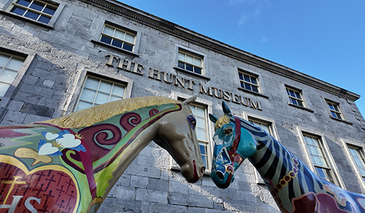 Colourfully painted horses outside the Hunt Museum in Limerick