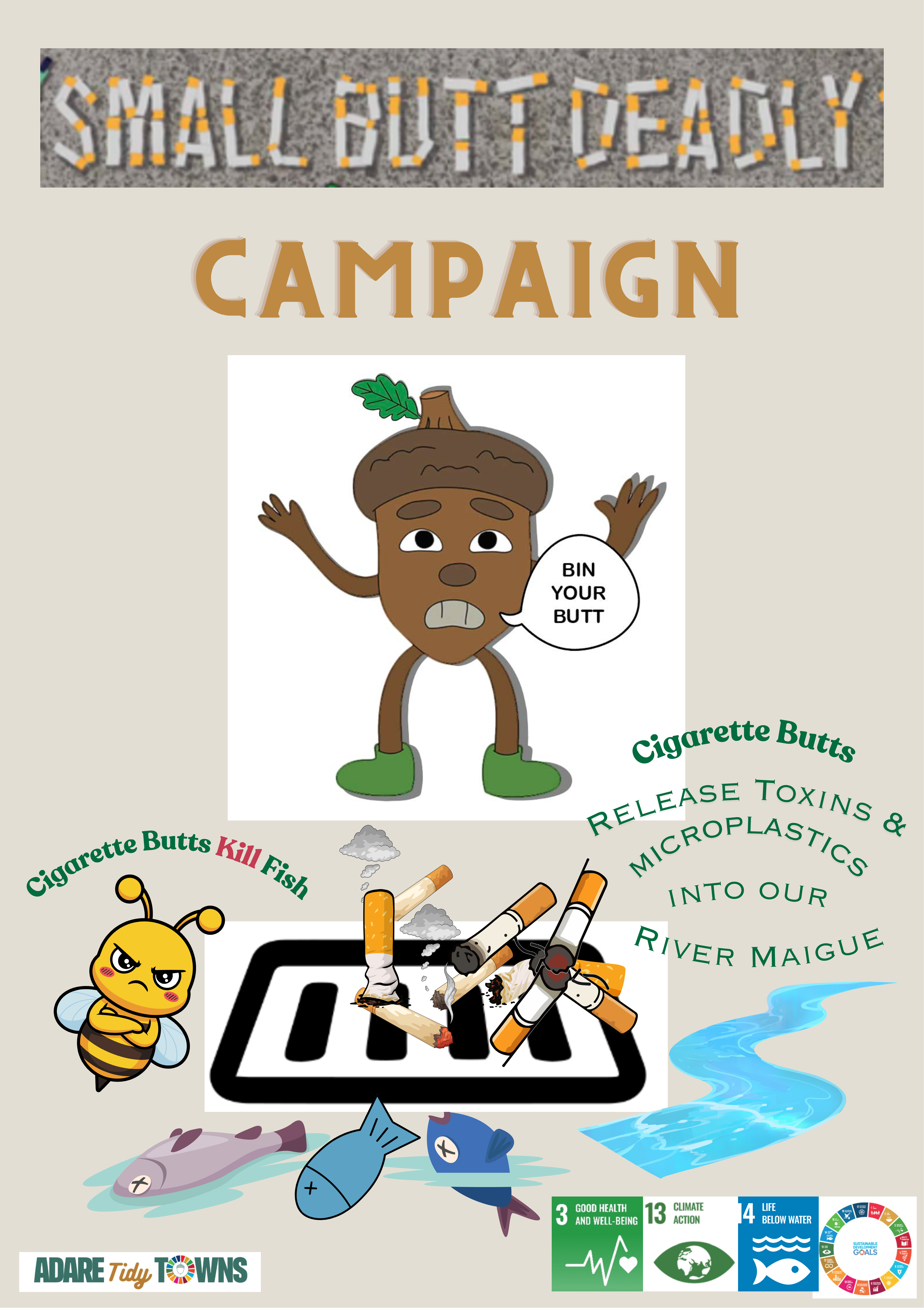 Small Butt Deadly Campaign poster, Adare Tidy Towns
