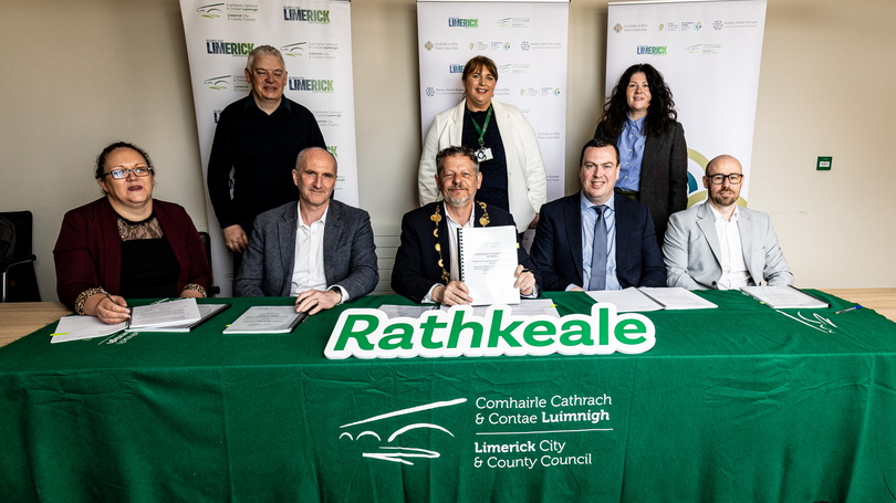 Mayor of Limerick, John Moran with the newly appointed design team for the former Bank of Ireland, Rathkeale regeneration project