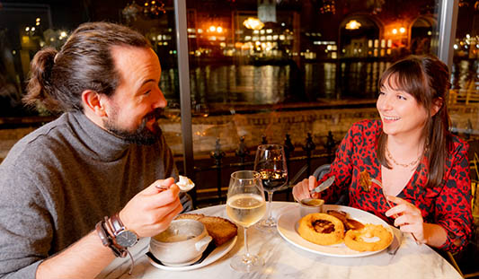 Couple enjoying dinner in the Curragower restaurant in Limerick City
