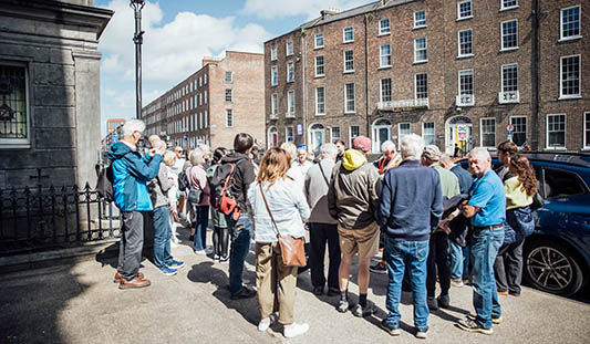 Group taking a walking tour of Limerick