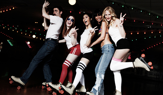 Group of people on roller skates