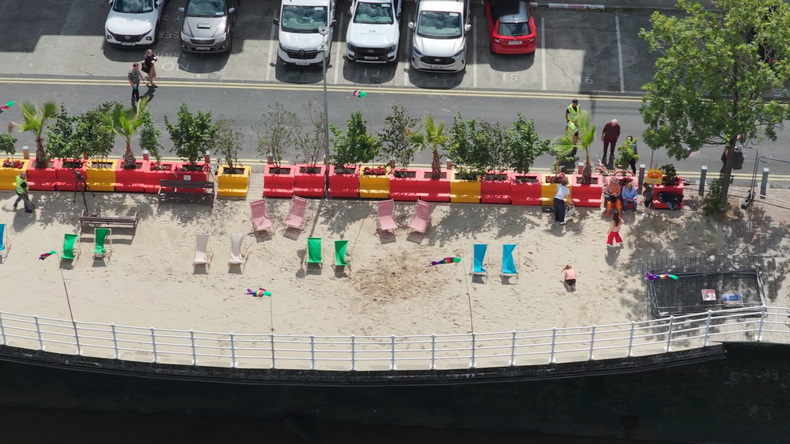 Overhead View of the Urban Beach at Steamboat Quay