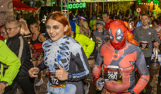 Runners dressed in Halloween costumes taking part in the Halloween Limerick Night Run. Photo Kieran Ryan Benson